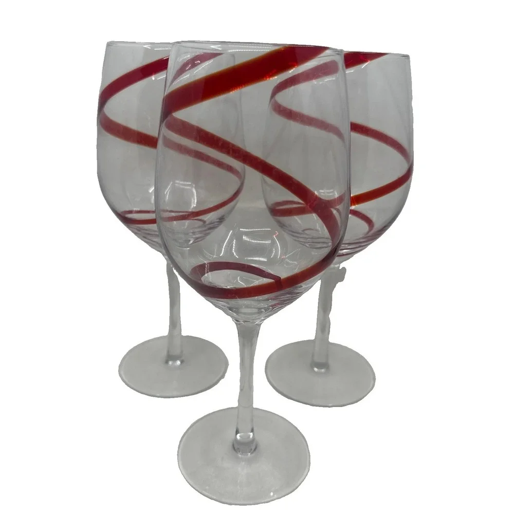 Pier 1 Swirline Red Wine Glasses Red Swirl 9